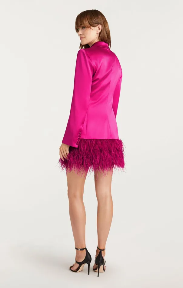 Women Cinq Sept Cocktail and Evening Long Sleeve Feather Joel Dress Plum Radish