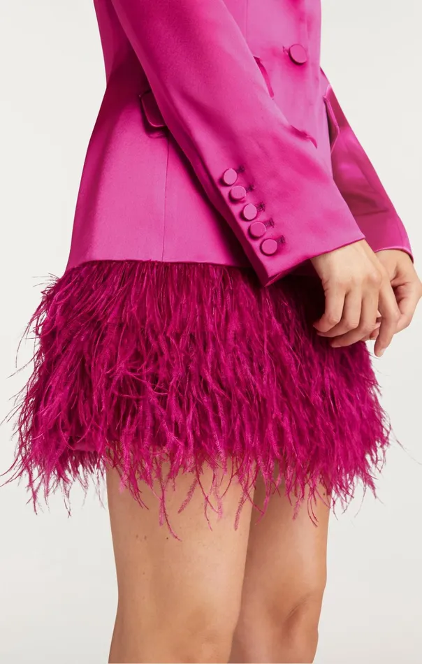 Women Cinq Sept Cocktail and Evening Long Sleeve Feather Joel Dress Plum Radish