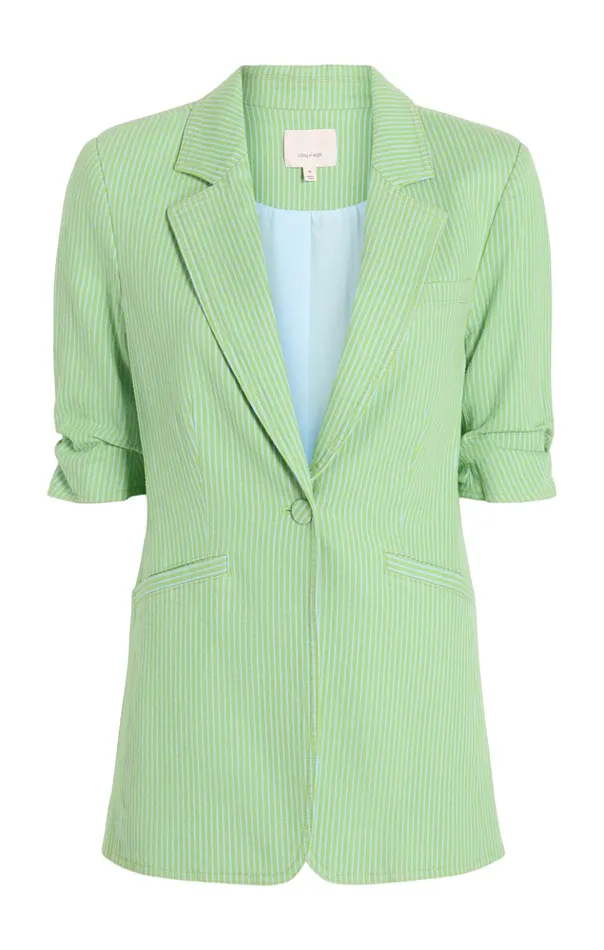 Women Cinq Sept Denim Short Sleeve Khloe Blazer Lush Meadowskylight