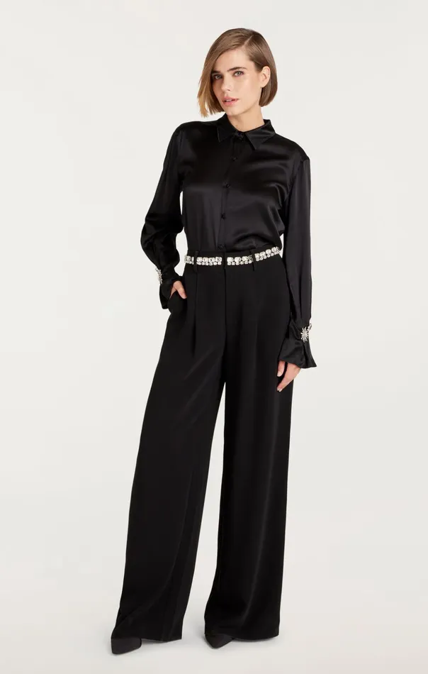 Women Cinq Sept Long Sleeve Tops Demetria Top Black