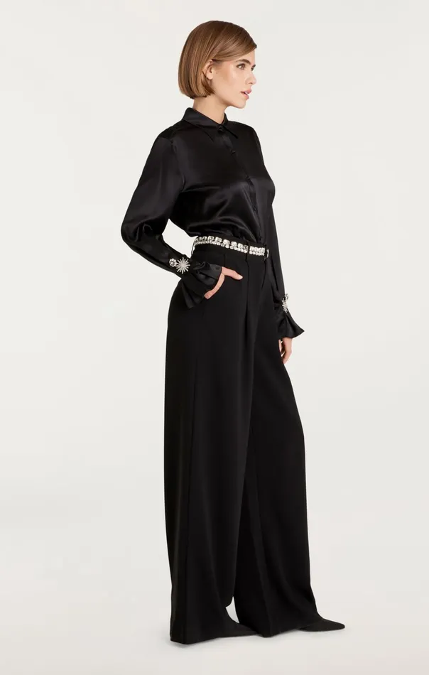 Women Cinq Sept Long Sleeve Tops Demetria Top Black