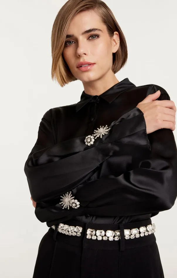 Women Cinq Sept Long Sleeve Tops Demetria Top Black