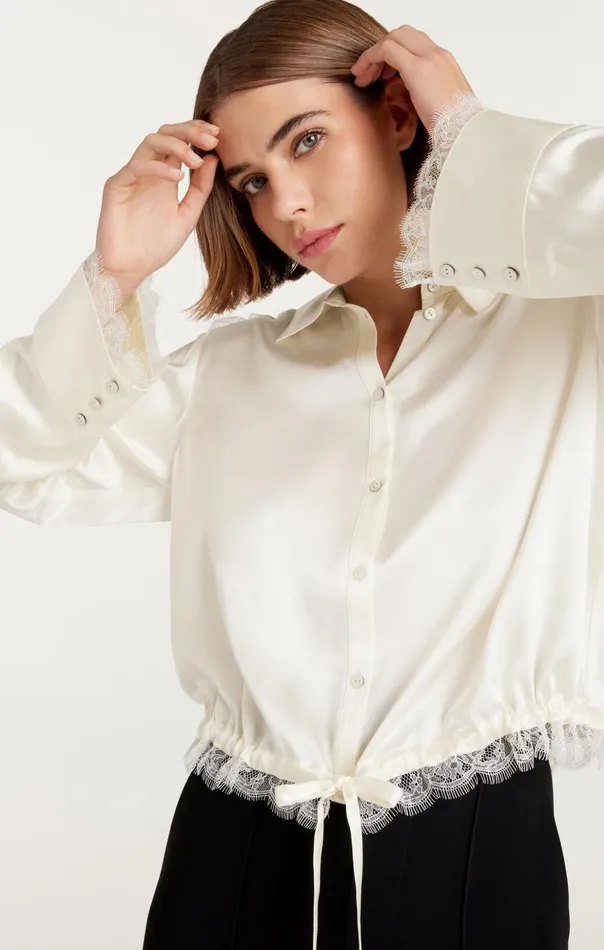 Women Cinq Sept Long Sleeve Tops Mabyn Top Ivory