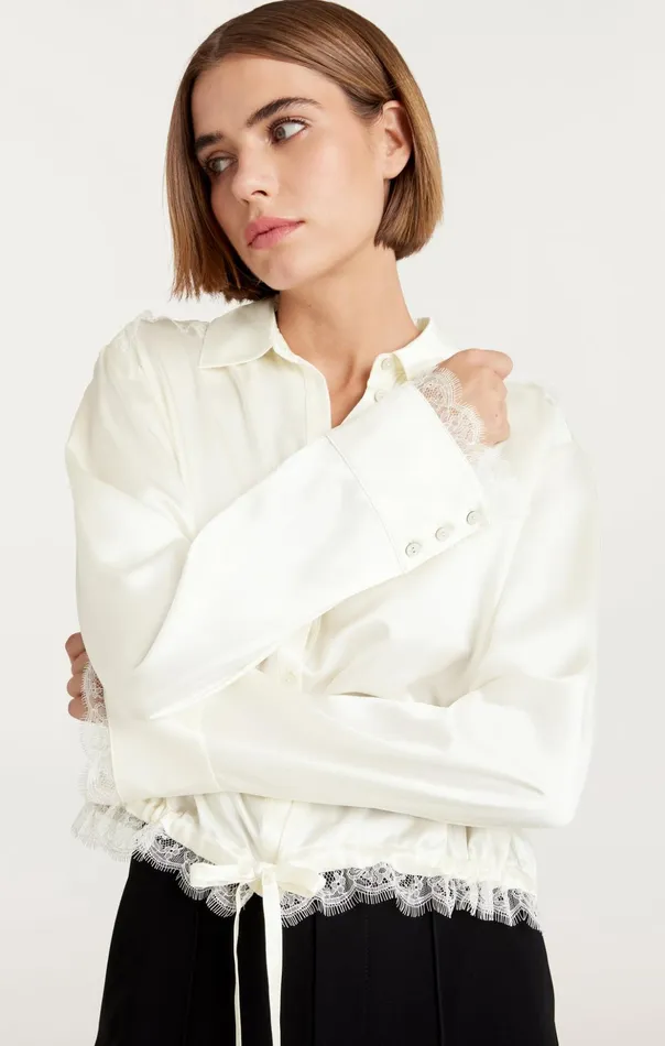 Women Cinq Sept Long Sleeve Tops Mabyn Top Ivory