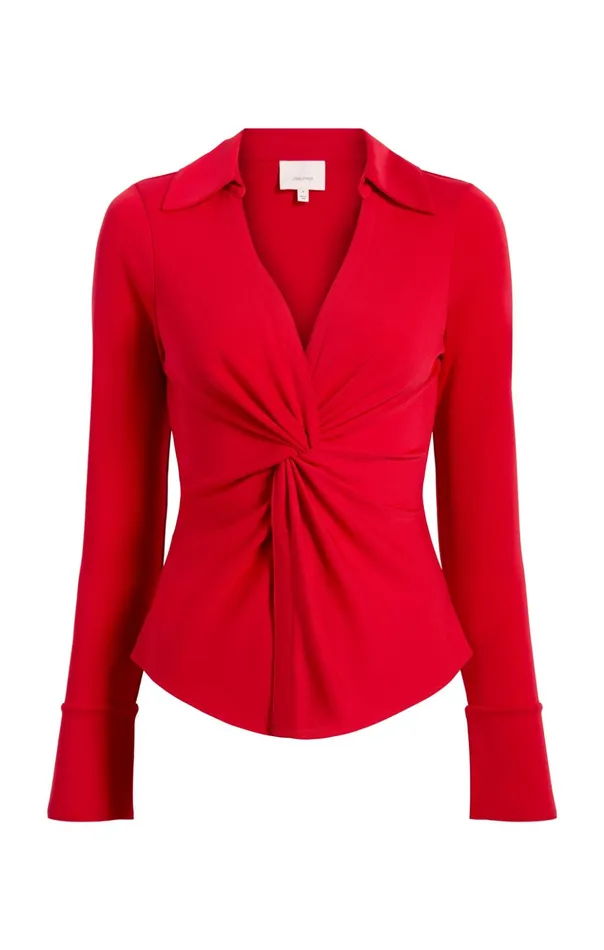 Women Cinq Sept Long Sleeve Tops Matte Jersey Mckenna Top Candy Apple