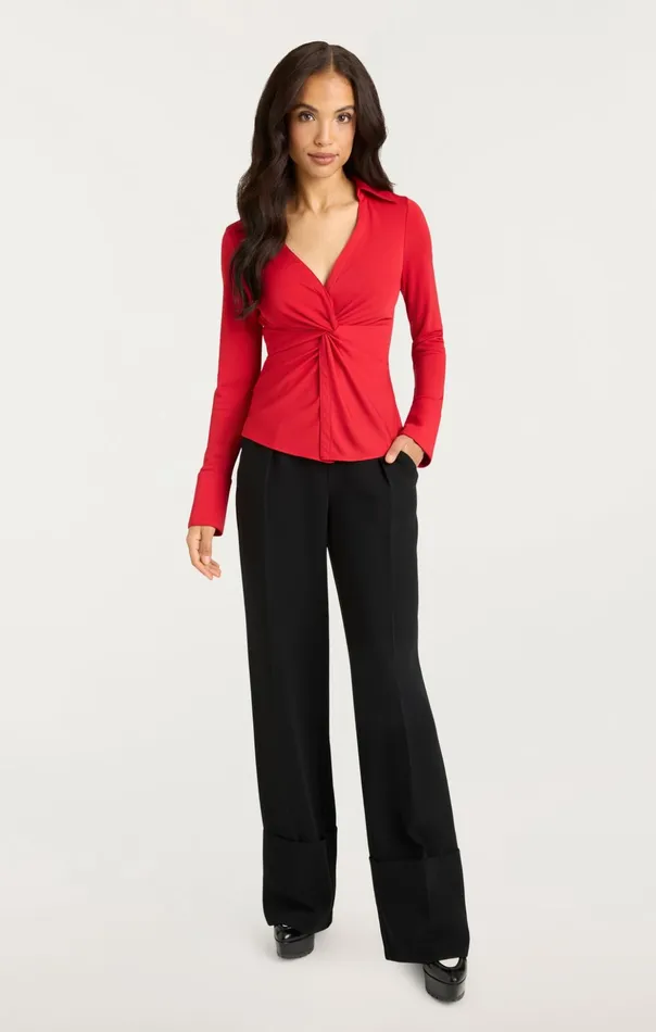 Women Cinq Sept Long Sleeve Tops Matte Jersey Mckenna Top Candy Apple