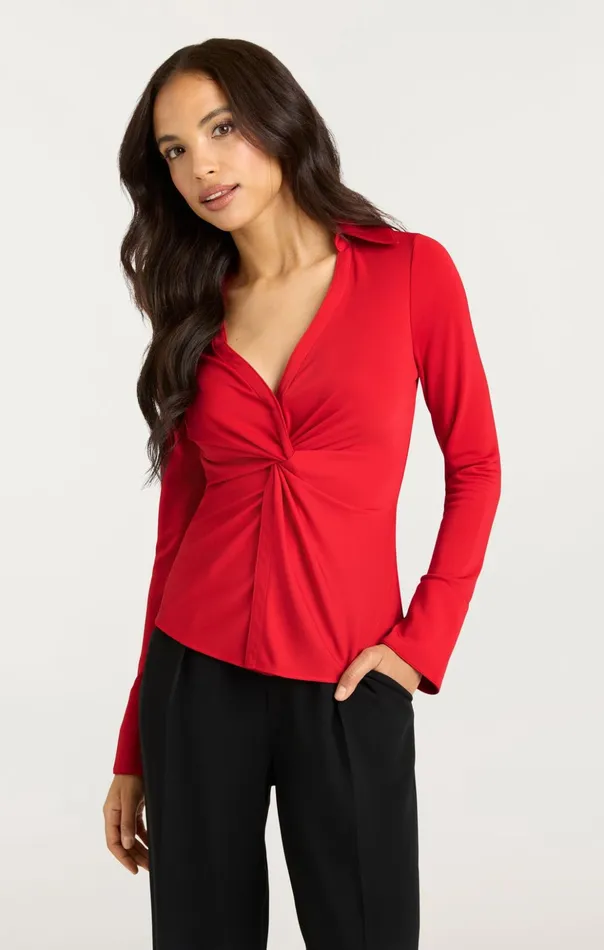 Women Cinq Sept Long Sleeve Tops Matte Jersey Mckenna Top Candy Apple