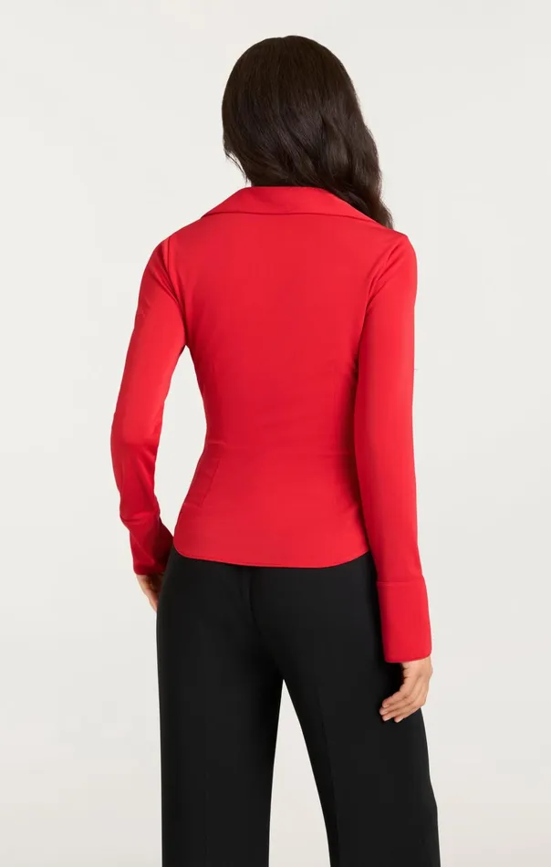 Women Cinq Sept Long Sleeve Tops Matte Jersey Mckenna Top Candy Apple