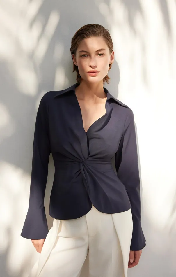 Women Cinq Sept Long Sleeve Tops Mckenna Top Navy