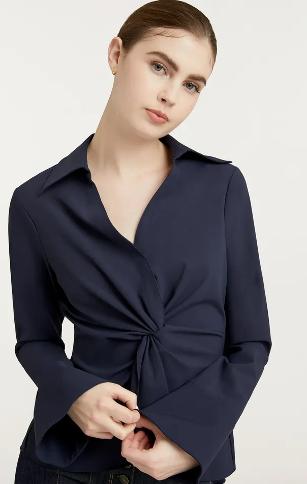 Women Cinq Sept Long Sleeve Tops Mckenna Top Navy