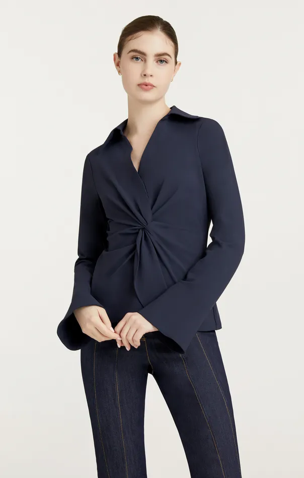 Women Cinq Sept Long Sleeve Tops Mckenna Top Navy