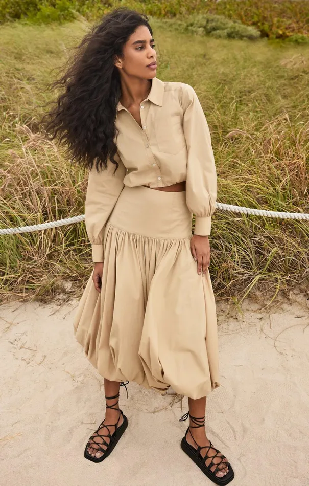 Women Cinq Sept Long Sleeve Tops Reema Top Khaki