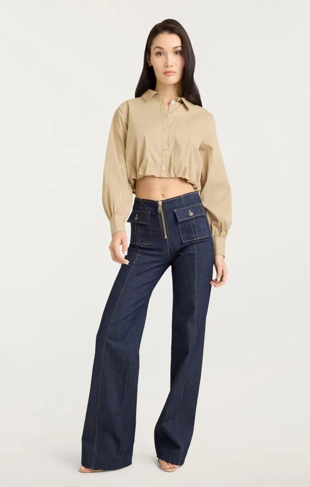 Women Cinq Sept Long Sleeve Tops Reema Top Khaki