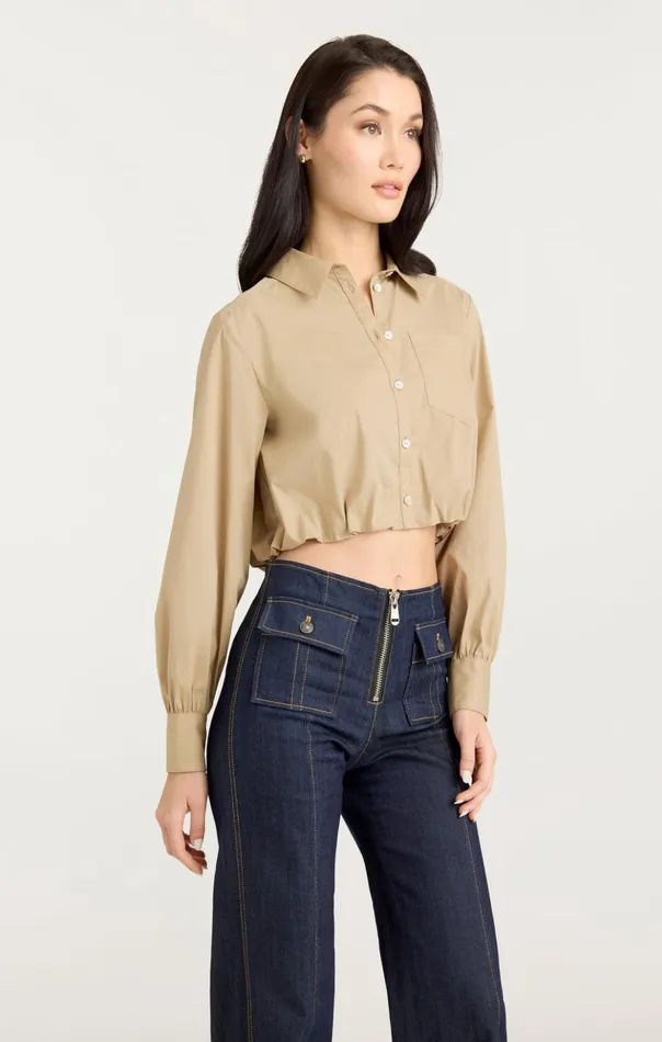 Women Cinq Sept Long Sleeve Tops Reema Top Khaki