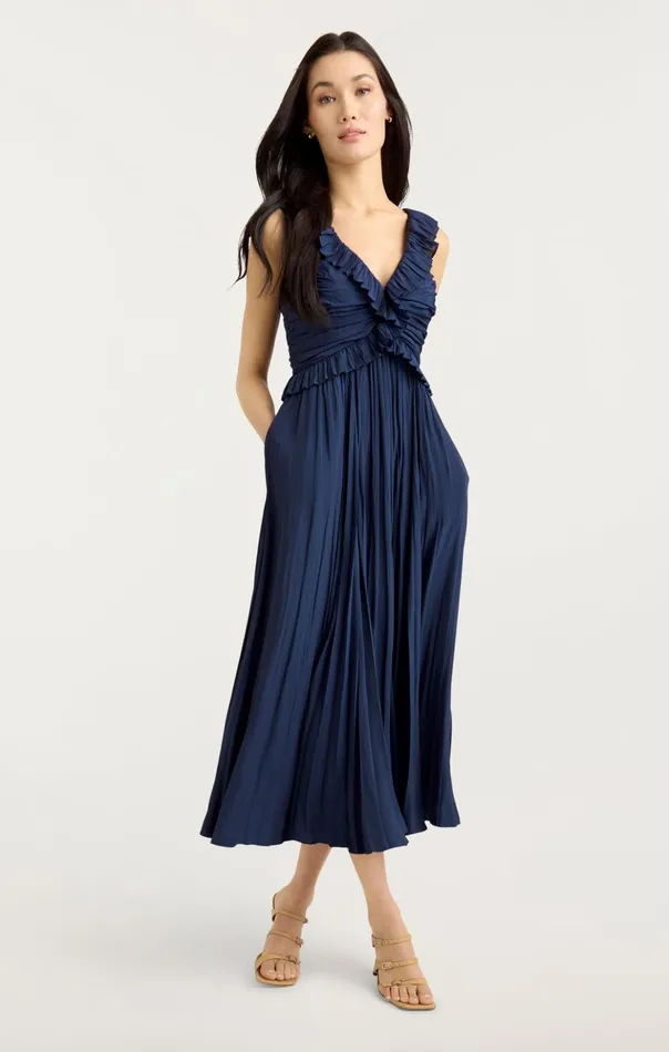 Women Cinq Sept Midi Calloway Dress Navy