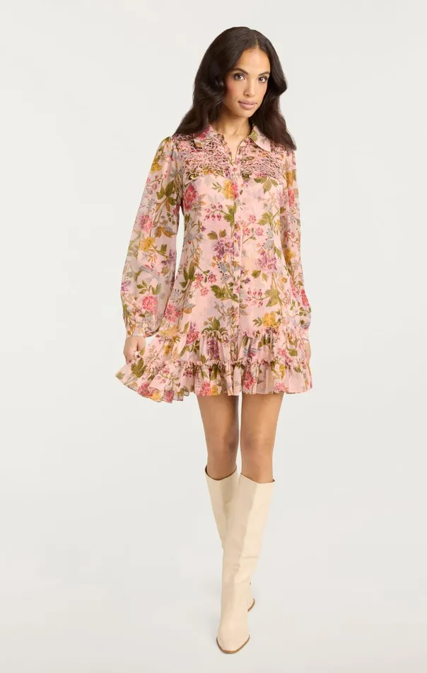 Women Cinq Sept Mini Barnes Dress Soft Pink Multi