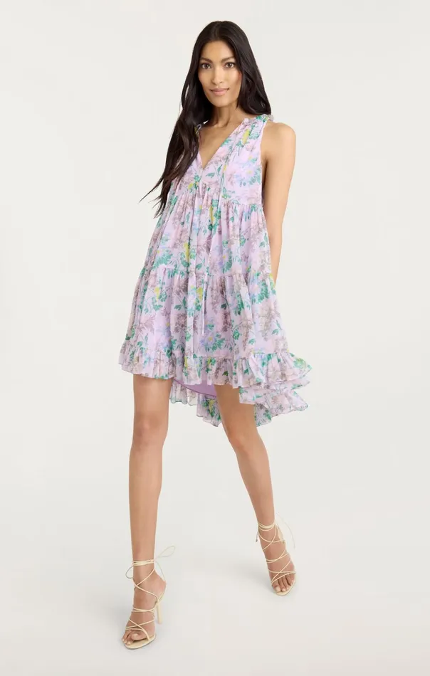 Women Cinq Sept Mini Light Washed Floral Sleeveless Phyllis Dress Pastel Multi
