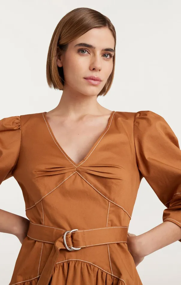 Women Cinq Sept Mini Siene Dress Baked Cookie