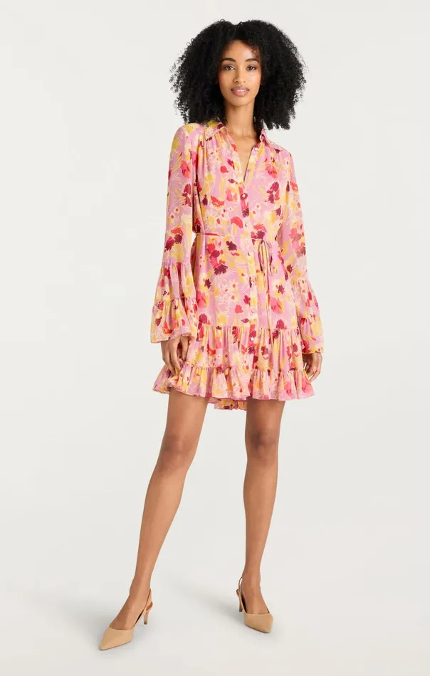 Women Cinq Sept Mini Tossed Floral Lyra Dress Mauve Orchid Multi