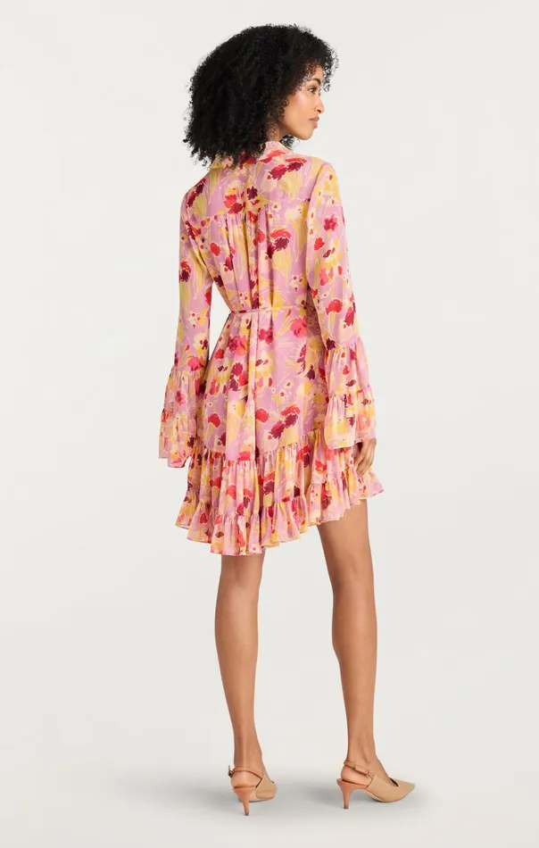 Women Cinq Sept Mini Tossed Floral Lyra Dress Mauve Orchid Multi