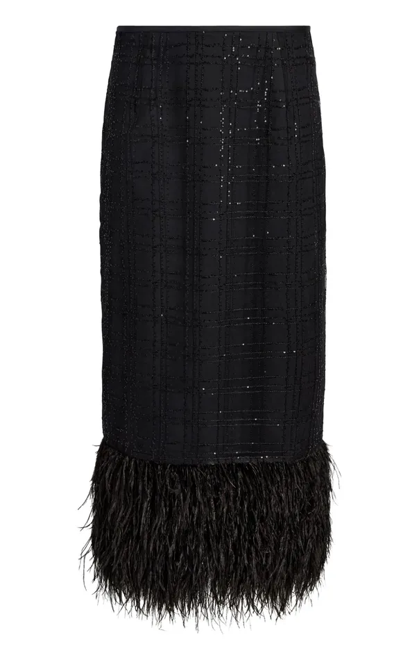 Women Cinq Sept Skirts Sequin Plaid Charisse Skirt Black