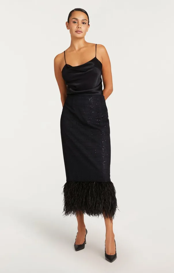 Women Cinq Sept Skirts Sequin Plaid Charisse Skirt Black