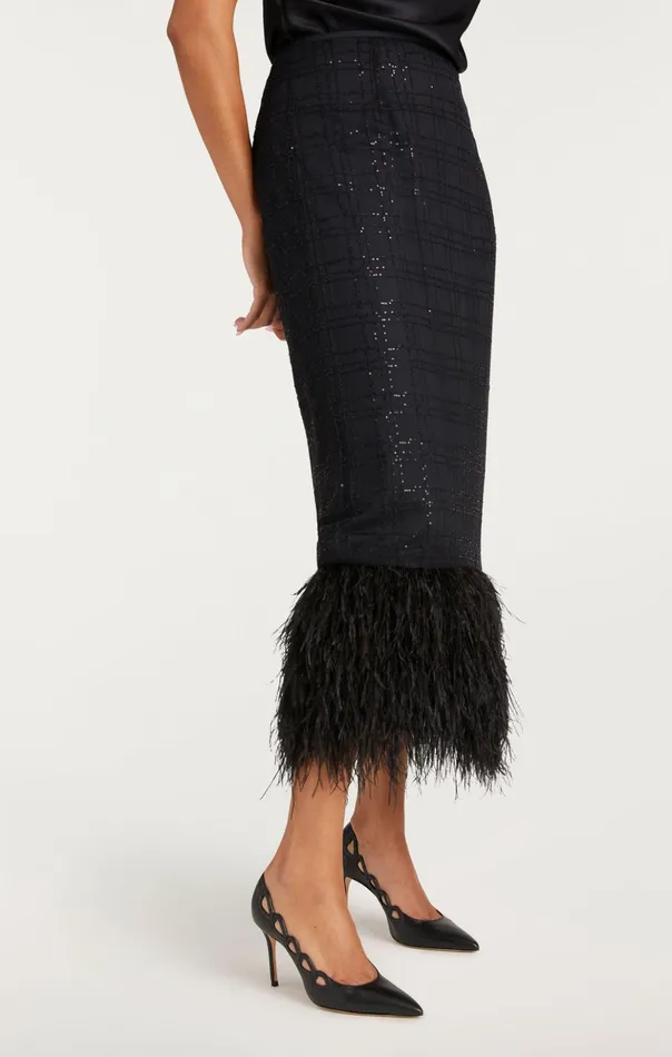 Women Cinq Sept Skirts Sequin Plaid Charisse Skirt Black