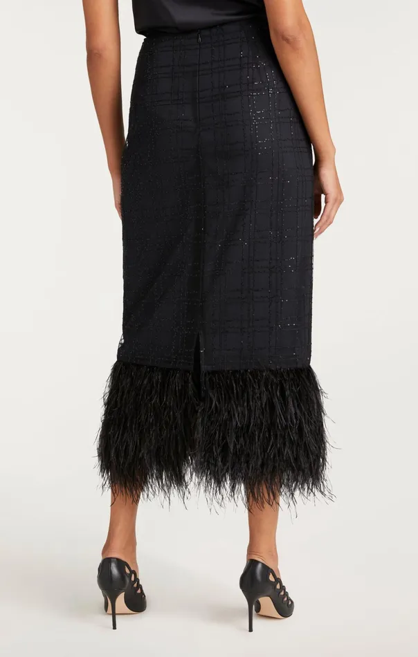 Women Cinq Sept Skirts Sequin Plaid Charisse Skirt Black