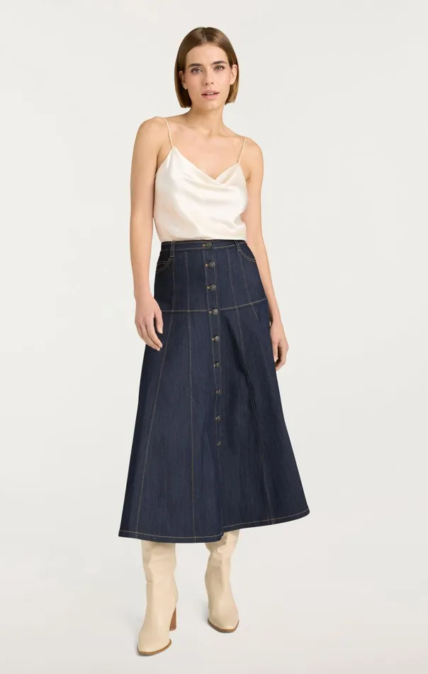 Women Cinq Sept Skirts Veena Skirt Indigo