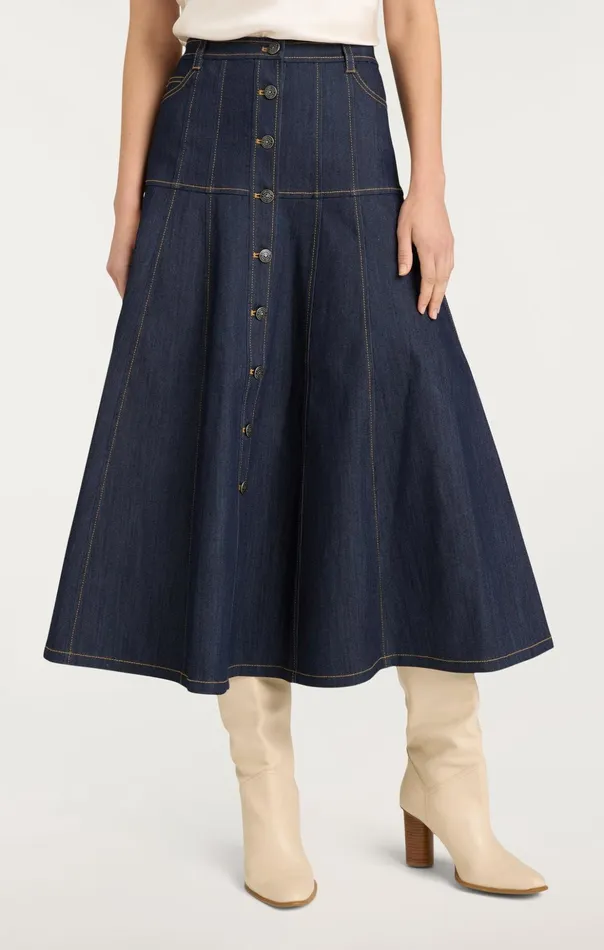 Women Cinq Sept Skirts Veena Skirt Indigo