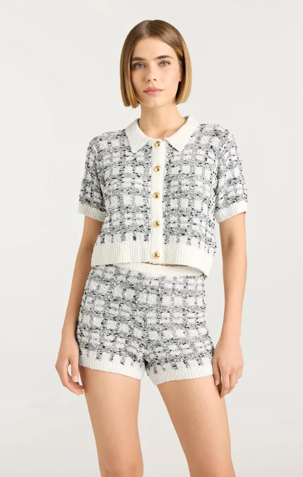 Women Cinq Sept Sweaters and Knits Adalee Cropped Cardigan Blackwhite