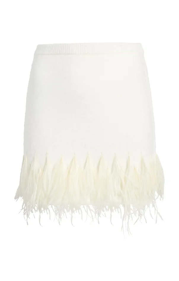 Women Cinq Sept Sweaters and Knits Briana Feather Mini Skirt Ivory