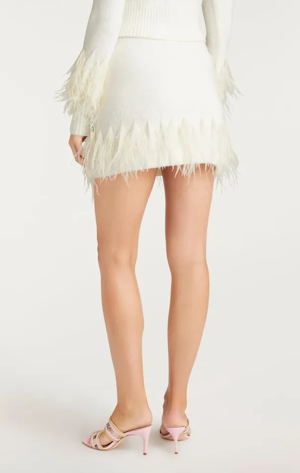 Women Cinq Sept Sweaters and Knits Briana Feather Mini Skirt Ivory