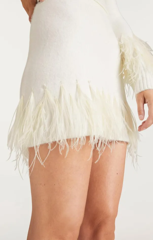 Women Cinq Sept Sweaters and Knits Briana Feather Mini Skirt Ivory