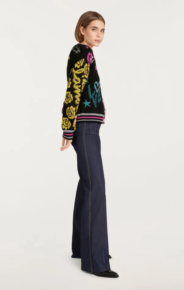 Women Cinq Sept Sweaters and Knits Collage Cardigan Black Multi