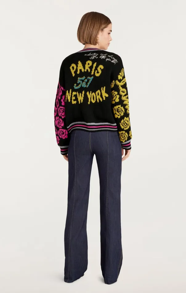 Women Cinq Sept Sweaters and Knits Collage Cardigan Black Multi