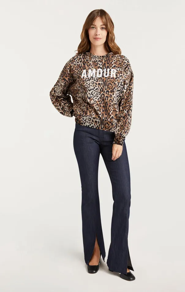 Women Cinq Sept Sweaters and Knits Leopard Amour Brandy Sweatshirt Pullover Blacksahara
