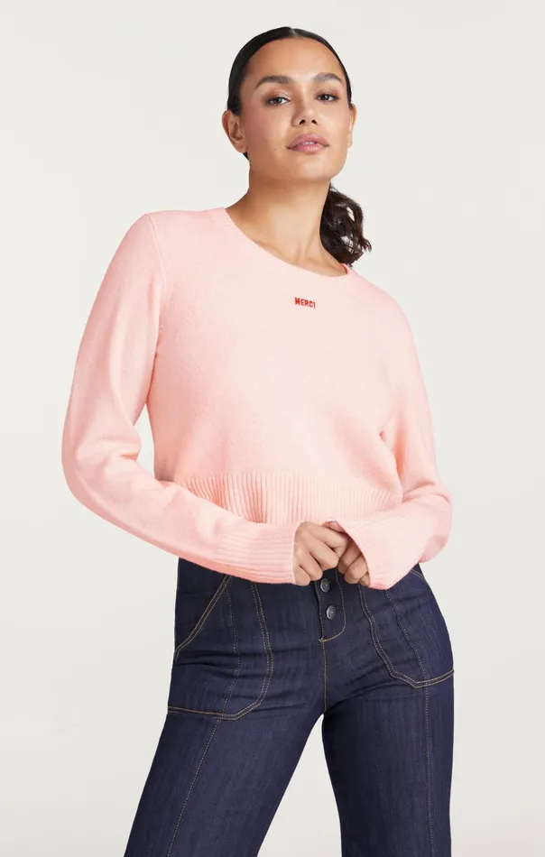 Women Cinq Sept Sweaters and Knits Merci Cropped Pullover Oleander