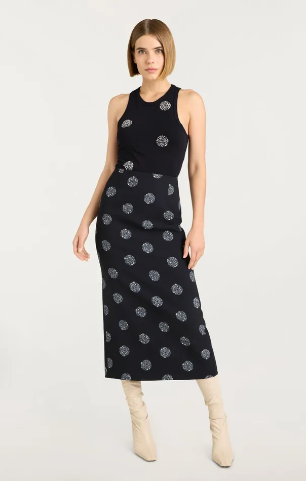 Women Cinq Sept Tank Tops and Camisoles Polka Dot Embellished Lizzie Tank Blacksilver