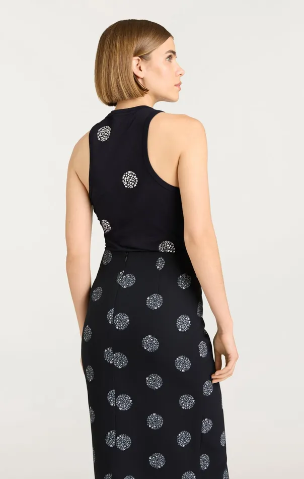 Women Cinq Sept Tank Tops and Camisoles Polka Dot Embellished Lizzie Tank Blacksilver