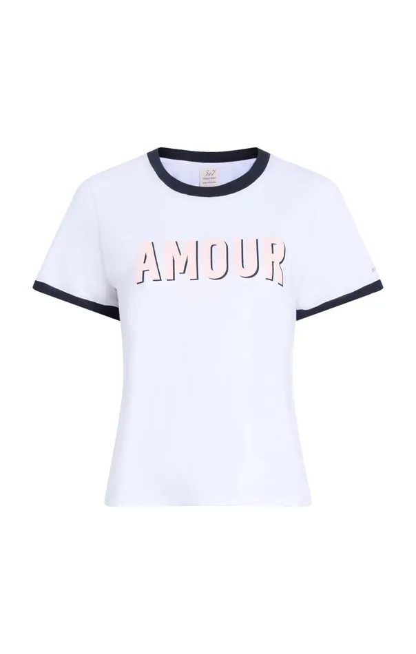 Women Cinq Sept Tees and Pullovers Amour Ringer Tee White