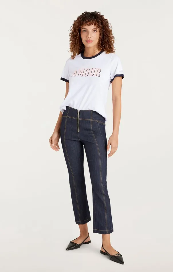 Women Cinq Sept Tees and Pullovers Amour Ringer Tee White