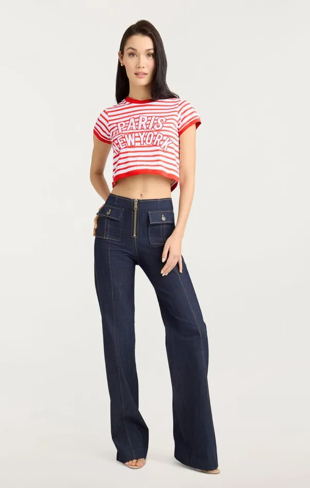 Women Cinq Sept Tees and Pullovers Becka Tee Whitecherry Tomato