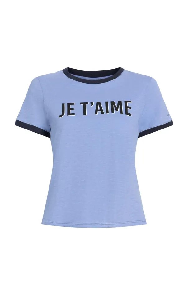 Women Cinq Sept Tees and Pullovers Je Taime Ringer Tee Rustic Blue