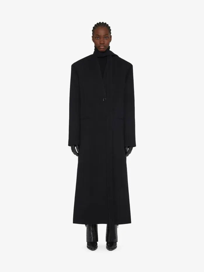 Women Coats and Jackets Givenchy Coat In Double Face Cashmere With Scarf Black Women Coats and Jackets Givenchy Coat In Double Face Cashmere With Scarf Black