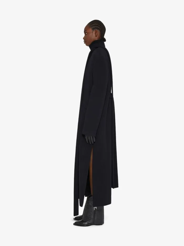 Women Coats and Jackets Givenchy Coat In Double Face Cashmere With Scarf Black