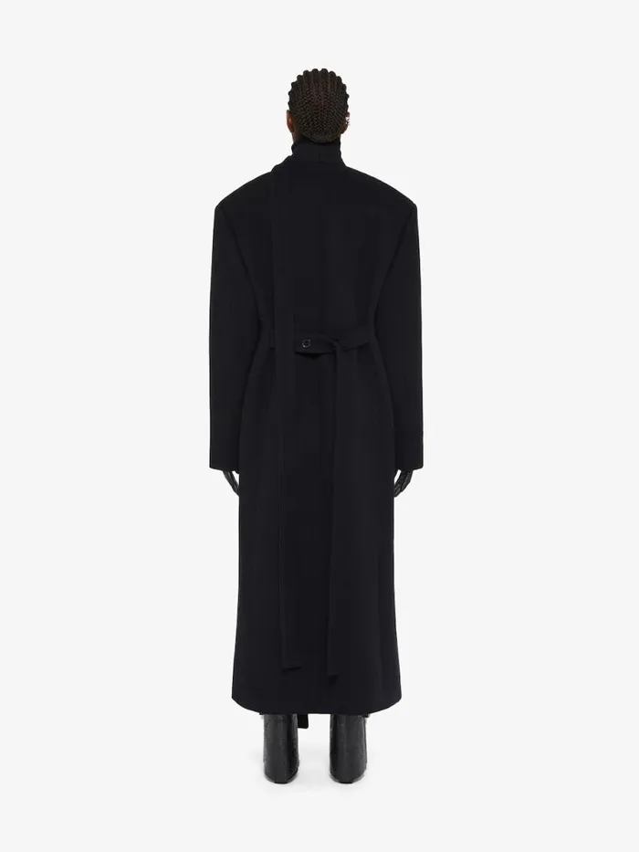 Women Coats and Jackets Givenchy Coat In Double Face Cashmere With Scarf Black