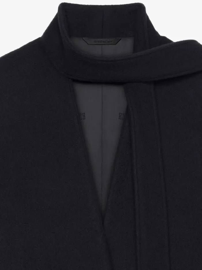 Women Coats and Jackets Givenchy Coat In Double Face Cashmere With Scarf Black