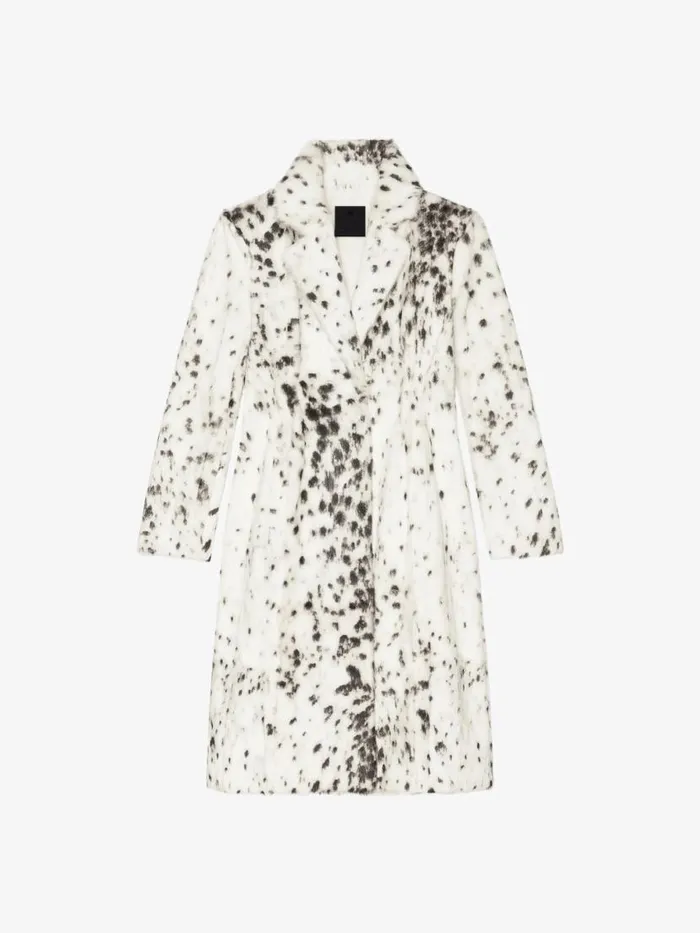 Women Coats and Jackets Givenchy Coat In Fur With Snow Leopard Print Ivoryblack