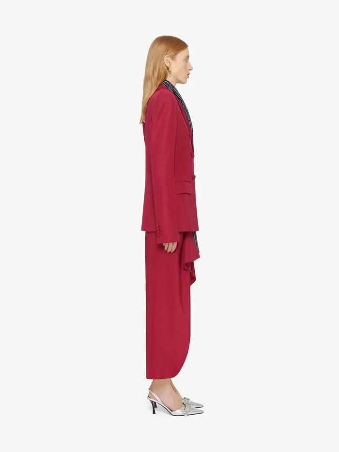 Women Coats and Jackets Givenchy Double Breasted Jacket In Linen And Silk Red Cherry